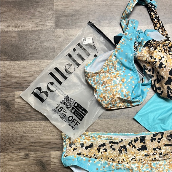 Bellelily Women’s XXL Leopard and Turquoise Bikini Bottom swimsuit NEW - Picture 5 of 5